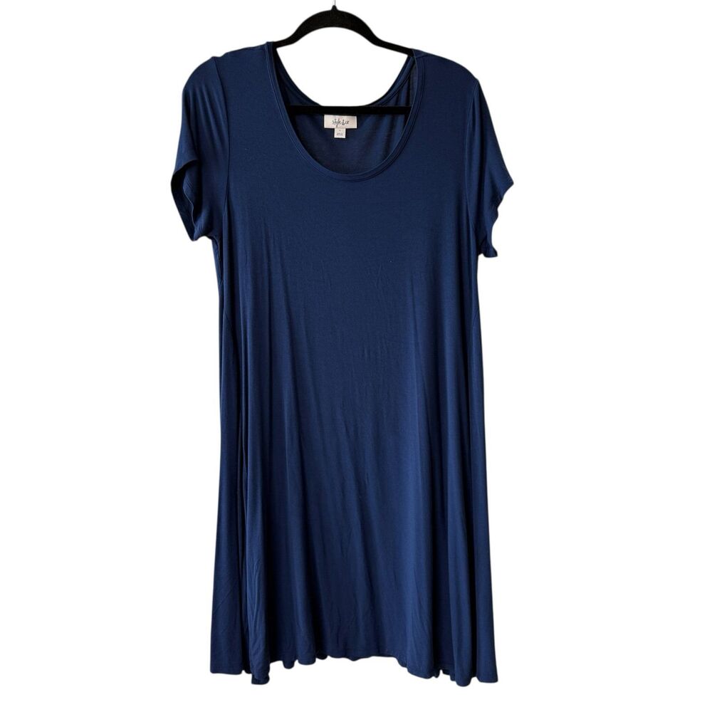 Style & Co. Navy Blue Short‎ Sleeve T-Shirt Dress Women's Size Large
